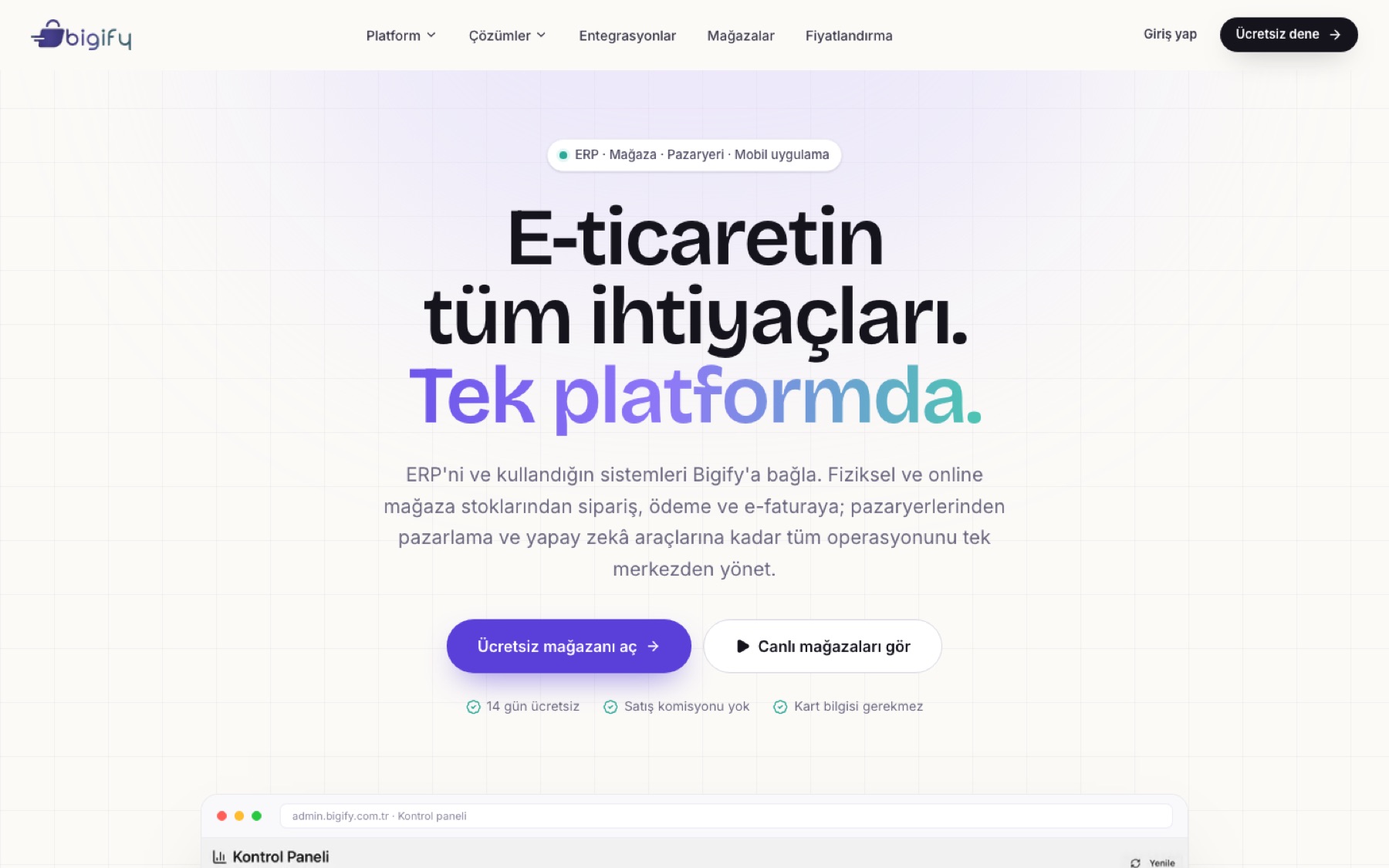 Bigify: bigify.com.tr — the platform landing page